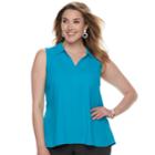 Plus Size Dana Buchman Pleat Back Sleevless Top, Women's, Size: 3xl, Dark Blue