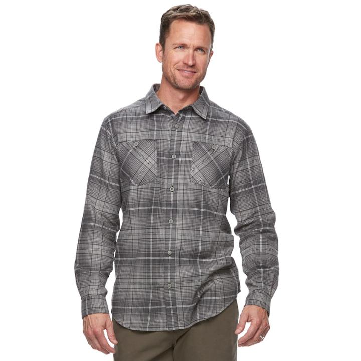 Big & Tall Columbia Highland Home Classic-fit Plaid Flannel Button-down Shirt, Men's, Size: 3xb, Grey (charcoal)