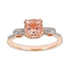 14k Rose Gold Over Sterling Silver .11-ct. T.w. Diamond And Morganite Ring, Women's, Size: 9, Pink