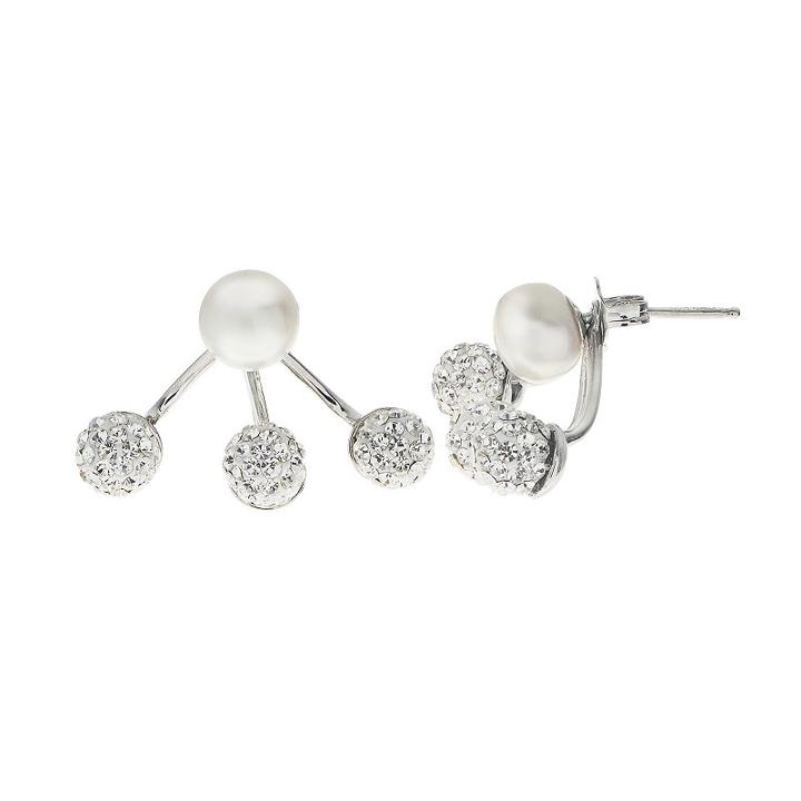 Pearlustre By Imperial Freshwater Cultured Pearl & Crystal Ear Jacket Earrings, Women's, White