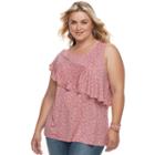 Plus Size Apt. 9&reg; Asymmetrical Flounce Tank, Women's, Size: 3xl, Pink