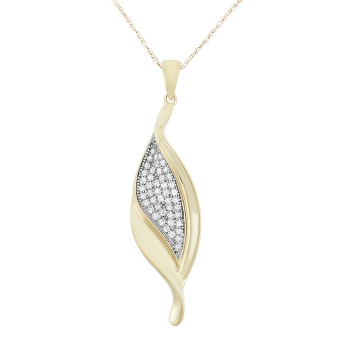 1/3 Carat T.w. Diamond 10k Gold Leaf Pendant Necklace, Women's, Size: 18, White