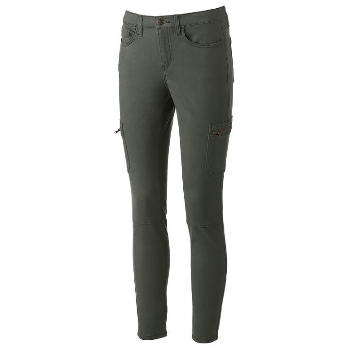Juniors' Mudd&reg; Cargo Utility Skinny Pants, Girl's, Size: 1, Green Oth