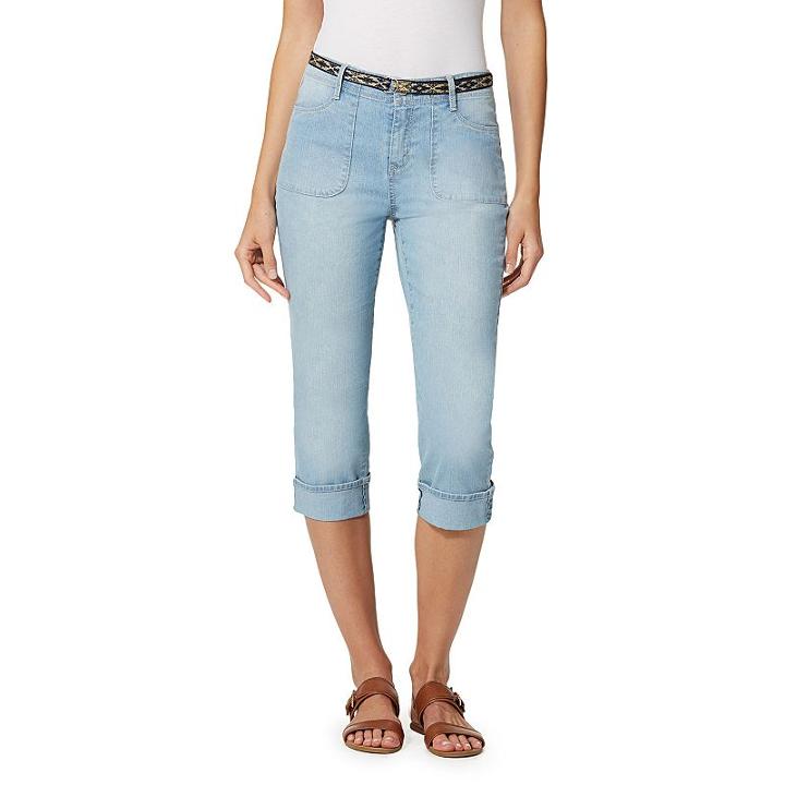 Women's Gloria Vanderbilt Patty Cuffed Capris, Size: 12, Med Blue