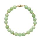 14k Gold Jade Bead Bracelet, Women's, Size: 7.50, Green