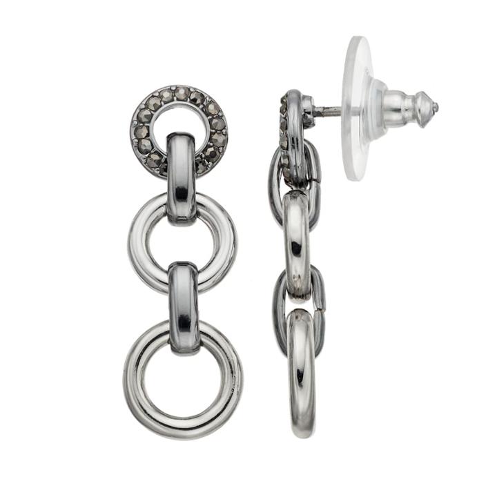 Simply Vera Vera Wang Triple Circle Nickel Free Drop Earrings, Women's, Black
