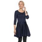 Women's Nina Leonard Geometric Fit & Flare Sweater Dress, Size: Small, Brt Blue