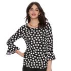 Women's Elle&trade; Printed Peplum Top, Size: Small, Black