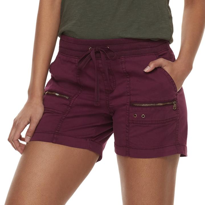 Women's Sonoma Goods For Life&trade; Zipper Accent Pull-on Utility Shorts, Size: 6, Med Purple