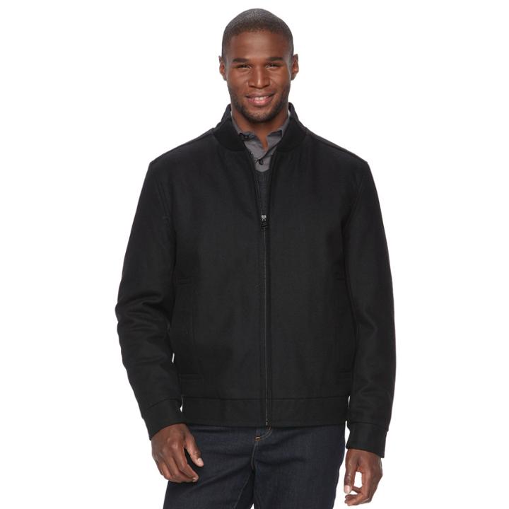 Men's Andrew Marc Wool-blend Bomber Jacket, Size: Large, Black