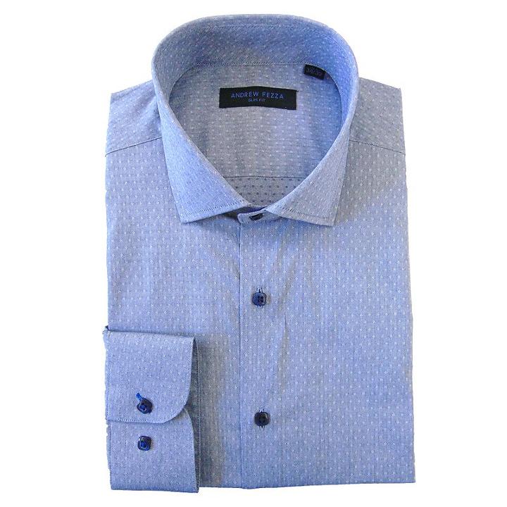 Men's Andrew Fezza Slim-fit Comfort Flex Collar Dress Shirt, Size: 17.5, Blue