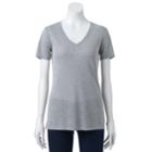 Petite Apt. 9&reg; Essential V-neck Tee, Women's, Size: S Petite, Grey