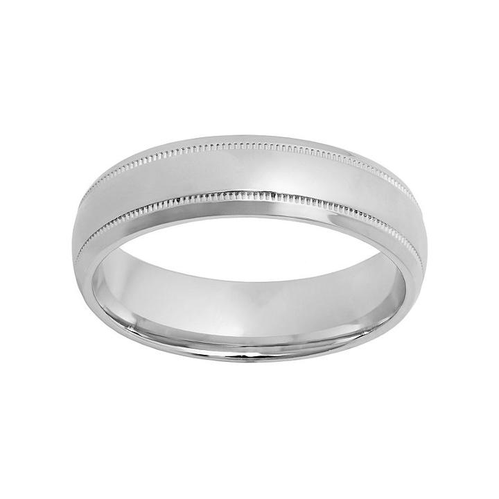 Sterling Silver Wedding Band - Men, Size: 12, Grey