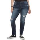 Plus Size Mudd&reg; Destructed Low-rise Skinny Jeans, Teens, Size: 18, Dark Blue