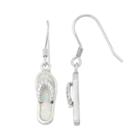 Lab-created Opal Sterling Silver Flip-flop Drop Earrings, Women's, White
