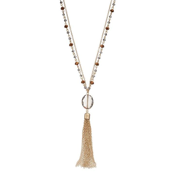 Simply Vera Vera Wang Double Strand Tassel Pendant Necklace, Women's, Multicolor