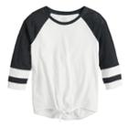 Girls 7-16 So&reg; Tie-front Raglan Varsity Tee, Size: 7-8, White