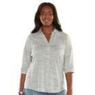 Plus Size Sonoma Goods For Life&trade; Slubbed Rib-trim Shirt, Women's, Size: 1xl, Dark Grey