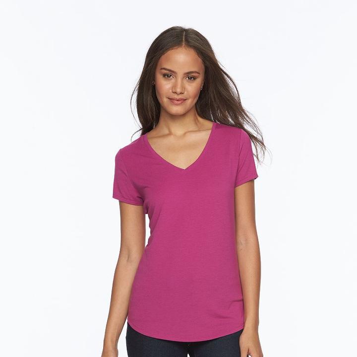 Juniors' So&reg; Short Sleeve V-neck Tee, Girl's, Size: Small, Med Pink
