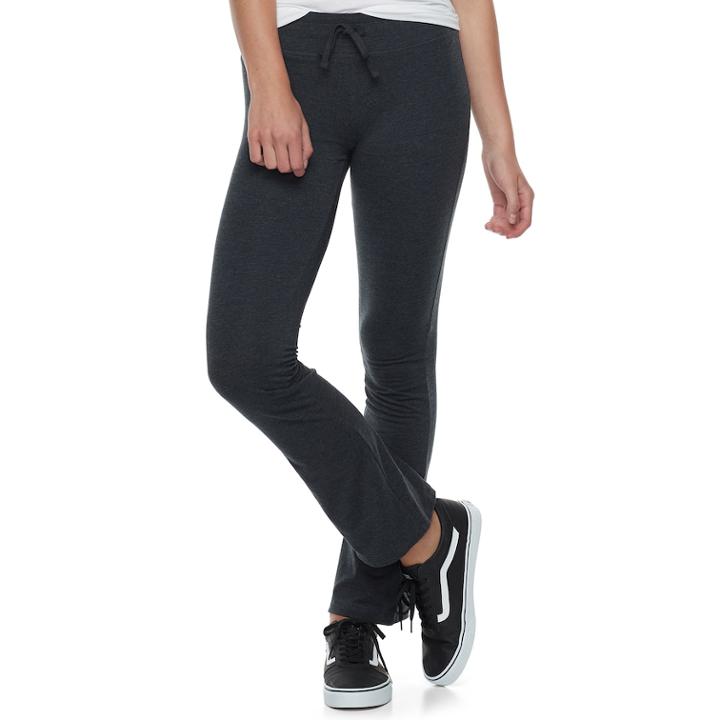 Juniors' So&reg; Drawstring Yoga Pants, Teens, Size: Medium, Dark Grey