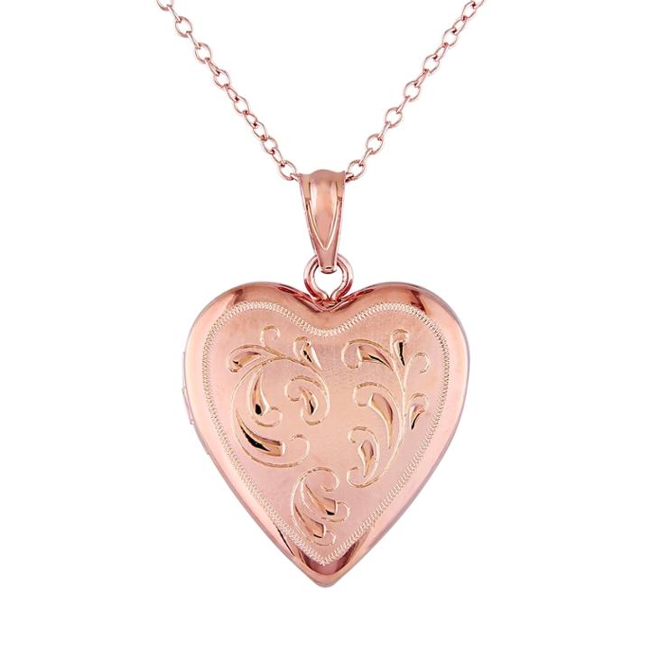Stella Grace Pink Rhodium-plated Sterling Silver Filigree Heart Locket Necklace, Women's, Size: 18
