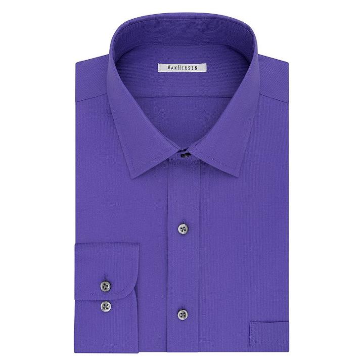 Big & Tall Van Heusen Regular-fit Flex Collar Pincord Wrinkle-free Dress Shirt, Men's, Size: 16.5 35/6t, Purple Oth
