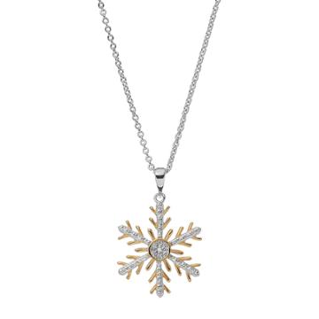 Delicate Diamonds Two Tone Sterling Silver Snowflake Pendant, Women's, Yellow