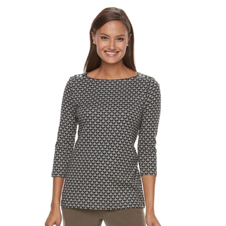 Women's Croft & Barrow&reg; Button-shoulder Top, Size: Xl, Light Grey