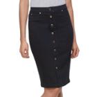 Women's Jennifer Lopez Button-front Jean Pencil Skirt, Size: 14, Blue