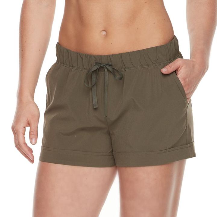 Petite Tek Gear&reg; Woven Beach Shorts, Women's, Size: S Petite, Dark Green