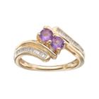 14k Gold Over Silver Amethyst & Lab-created White Sapphire 2-stone Ring, Women's, Size: 7, Purple