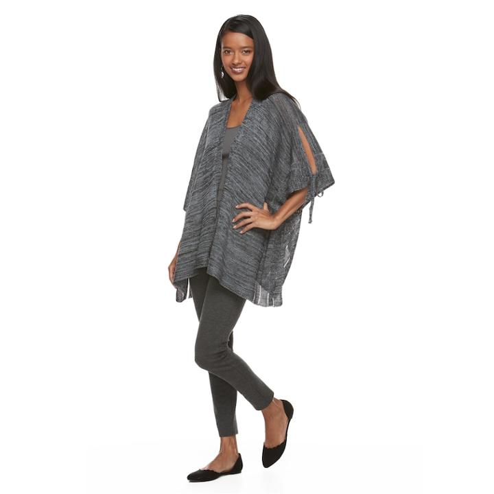 Apt. 9&reg; Cold-shoulder Knit Kimono, Women's, Black