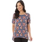 Women's Apt. 9&reg; Lattice Sleeve Tee, Size: Small, Denim Floral