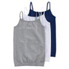 Girls 7-16 So&reg; 3-pk. Cami Tank Tops, Size: Small, Navy Gray White