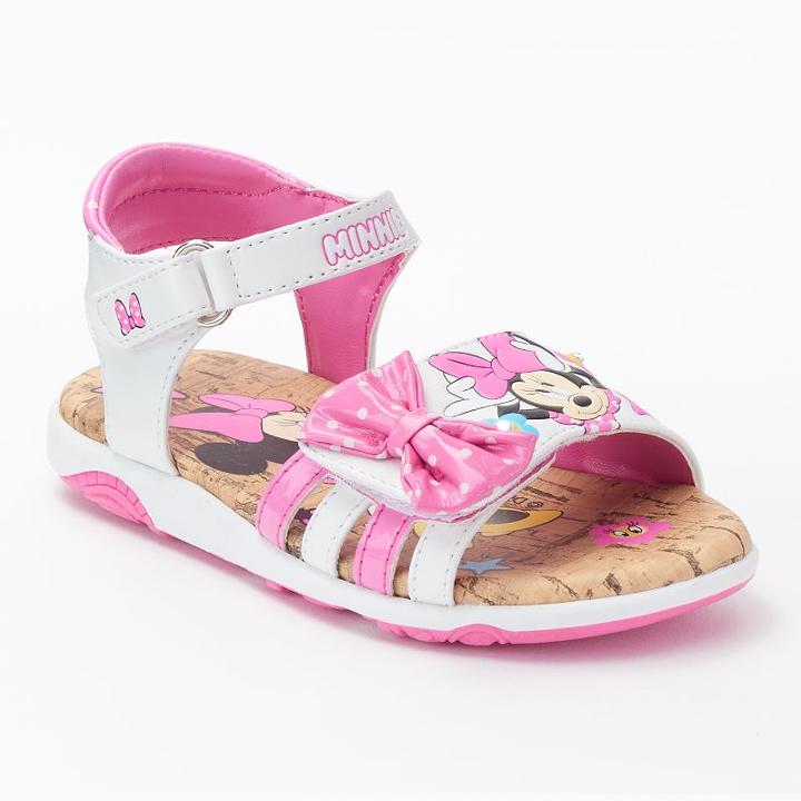 Disney Minnie Mouse Toddler Girls' Light-up Sandals, Girl's, Size: 6 T, White