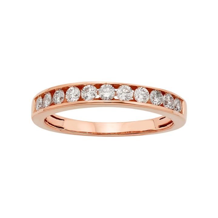 14k Rose Gold 1/2 Carat T.w. Igl Certified Diamond Anniversary Ring, Women's, Size: 5, White