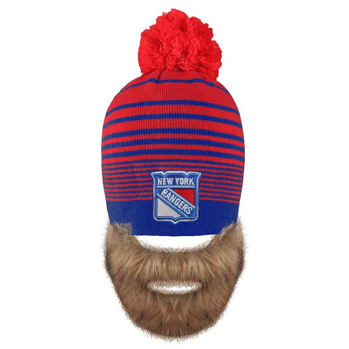 Adult Old Time Hockey New York Rangers Bearded Beanie, Dark Blue