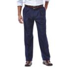 Men's Haggar Eclo Stria Straight-fit Pleated Dress Pants, Size: 34x32, Blue (navy)