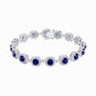 Sterling Silver Lab-created Blue & White Sapphire Halo Bracelet, Women's, Size: 7.5