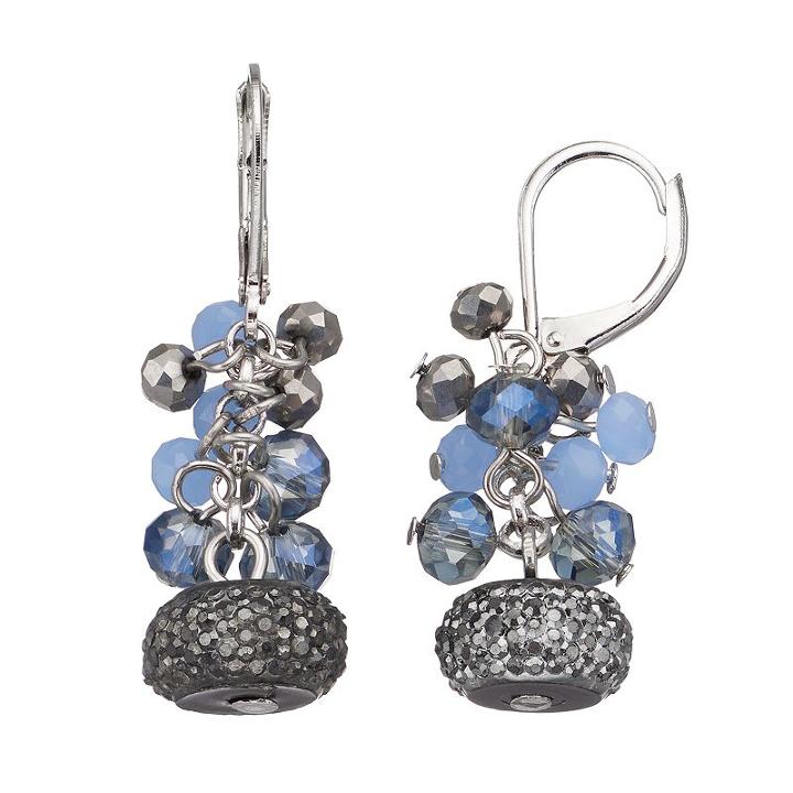 Simply Vera Vera Wang Beaded Cluster Nickel Free Drop Earrings, Women's, Blue