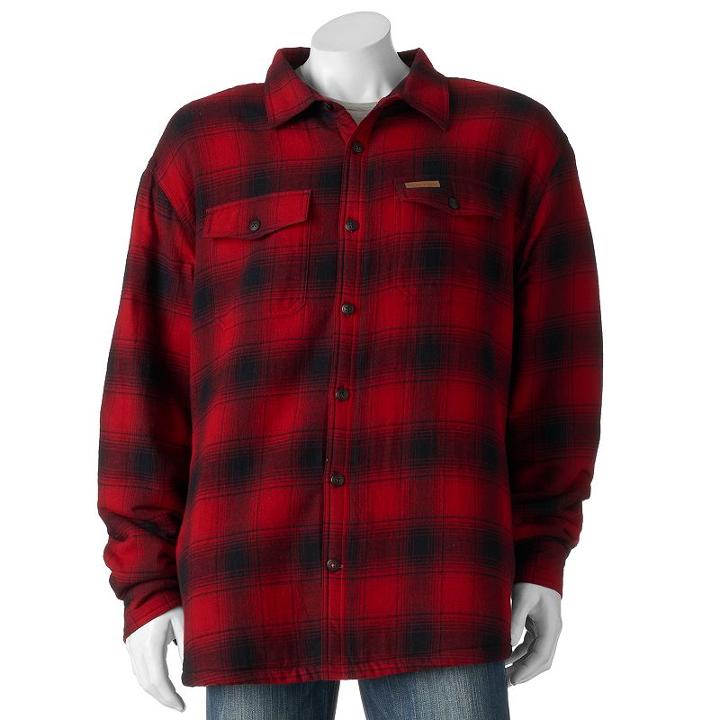 Men's Field & Stream Classic-fit Plaid Sherpa-lined Button-down Shirt, Size: Large, Red Other