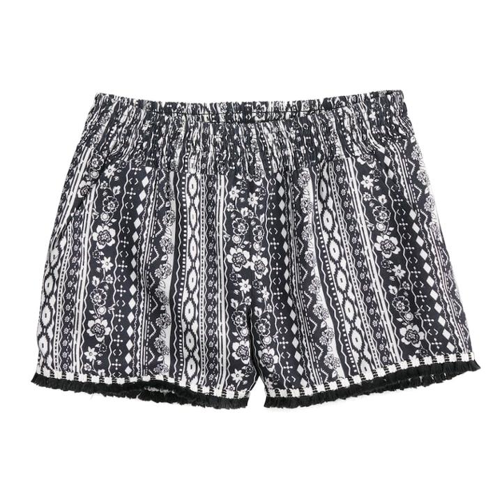 Girls 7-16 Joey B Tassel Trim Soft Shorts, Size: Large, White