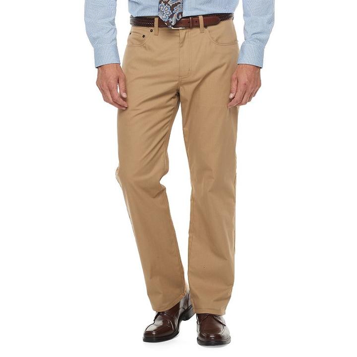 Big & Tall Croft & Barrow&reg; Classic-fit Stretch Flannel-lined 5-pocket Pants, Men's, Size: 50x29, Med Beige