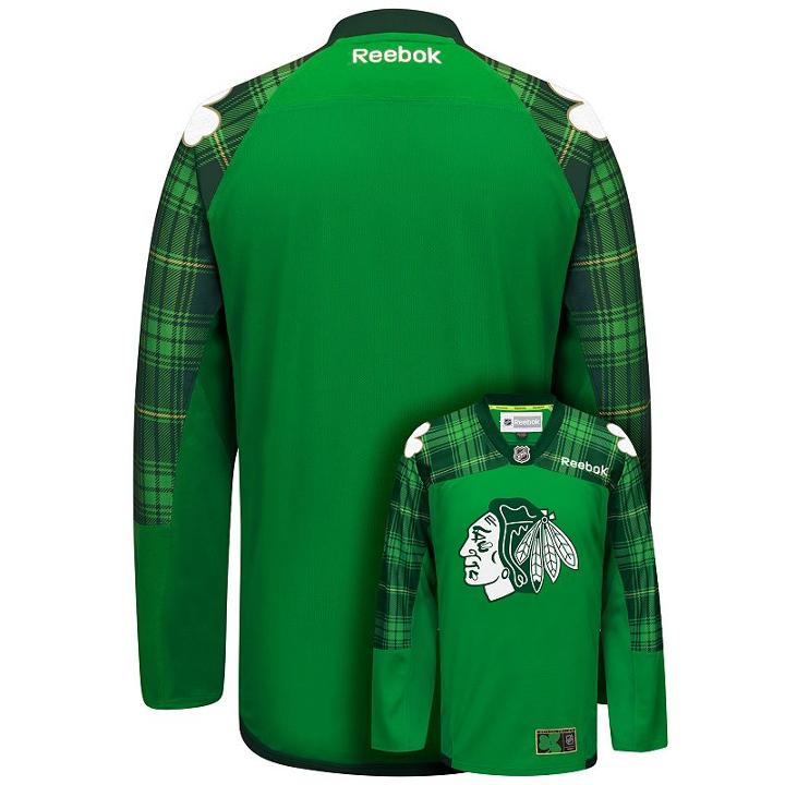 Men's Reebok Chicago Blackhawks Saint Patrick's Day Tartan Plaid Jersey, Size: Xxl, Green