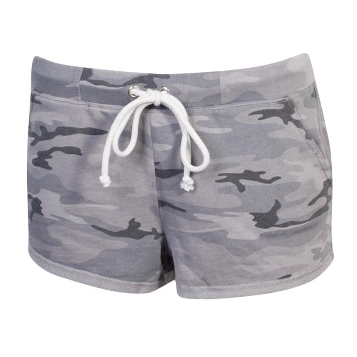 Juniors' Grayson Threads Drawstring French Terry Shorts, Teens, Size: Xs, Gray Camo