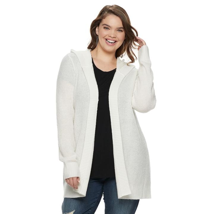 Juniors' Plus Size Mudd&reg; Hooded Cardigan, Teens, Size: 1xl, White