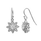 Sterling Silver Cubic Zirconia Flower Drop Earrings, Women's
