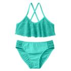 Girls 4-16 So&reg; Crochet Overlay 2-pc. Bikini Swimsuit Set, Girl's, Size: Xl (14), Med Green