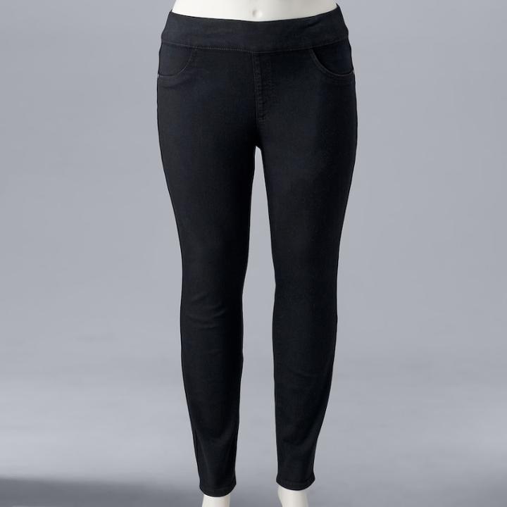 Plus Size Simply Vera Vera Wang Pull-on Skinny Jeans, Women's, Size: 18w T/l, Black