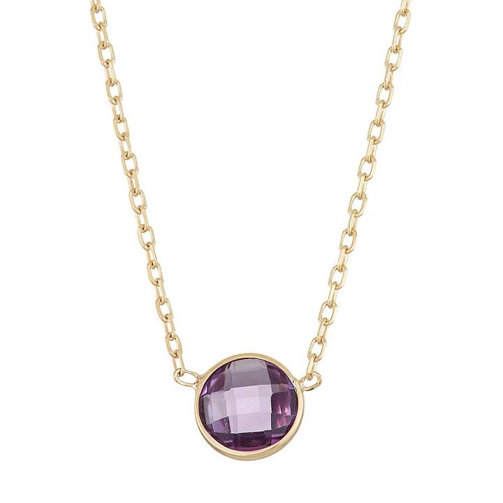 10k Gold Amethyst Circle Pendant Necklace, Women's, Size: 17, Purple
